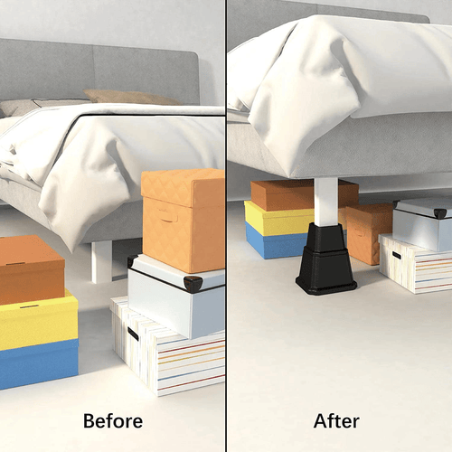 8 Pack Bed Risers, Heavy Duty Bed Furniture Risers, Adjustable Bed Elevators in Heights 3 or 5 inch, Stackable Risers for Sofa, Chair, Desk, Table Legs, Black EasyOptionXY LLC