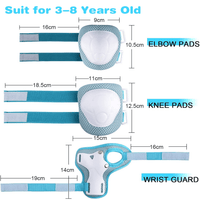 Kids Guards Protective Gear for 3-8 Years Toddlers, Light Blue Knee Pads Elbow Pads with Wrist 3 in 1 Sports Gear Set for Bike, Cycling, Roller Skating, Skateboard EasyOptionXY LLC