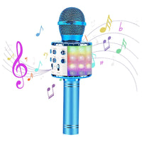 Kids Microphone, Wireless Bluetooth Microphone with LED Lights, Children Microphone Singing Toys Christmas Gifts for Kids and Adults, Blue EasyOptionXY LLC