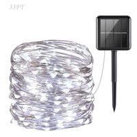33 FT 100 LED Outdoor Solar String Lights, Waterproof Solar Fairy Lights for for Garden Patio Yard Decorative (Cool White) EasyOptionXY LLC