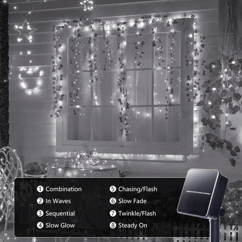 33 FT 100 LED Outdoor Solar String Lights, Waterproof Solar Fairy Lights for for Garden Patio Yard Decorative (Cool White) EasyOptionXY LLC
