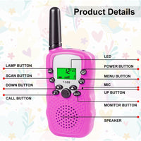 Walkie Talkie for Kids, 3 Miles Range Walky Talky Toys Stocking Stuffers Gifts for 3-12 Year Old Girls Boys Outdoor Adventures, 2 Pack, Pink EasyOptionXY LLC