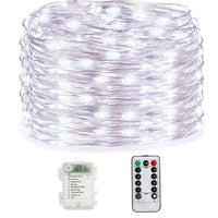 33 Feet 100 LED Fairy Lights with Remote Timer, Battery Operated Twinkle String Lights for Bedroom, Garden, Party, Christmas Indoor and Outdoor Decor, Cool White EasyOptionXY LLC
