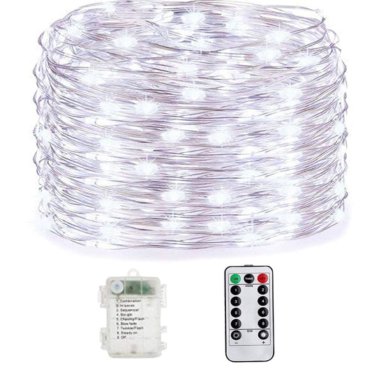 33 Feet 100 LED Fairy Lights with Remote Timer, Battery Operated Twinkle String Lights for Bedroom, Garden, Party, Christmas Indoor and Outdoor Decor, Cool White EasyOptionXY LLC
