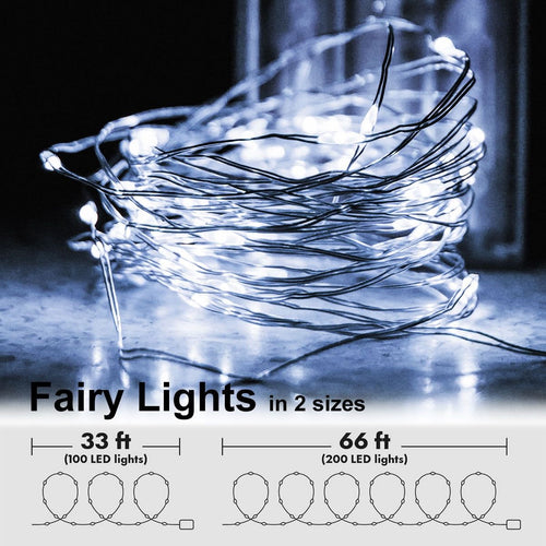 33 Feet 100 LED Fairy Lights with Remote Timer, Battery Operated Twinkle String Lights for Bedroom, Garden, Party, Christmas Indoor and Outdoor Decor, Cool White EasyOptionXY LLC