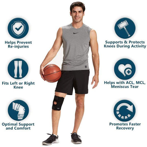 Knee Brace for Men and Women, Adjustable Knee Brace Support, Compression Sleeve for Meniscus Tear, ACL, Arthritis, Joint Pain, Runner, Sport, Black EasyOptionXY LLC