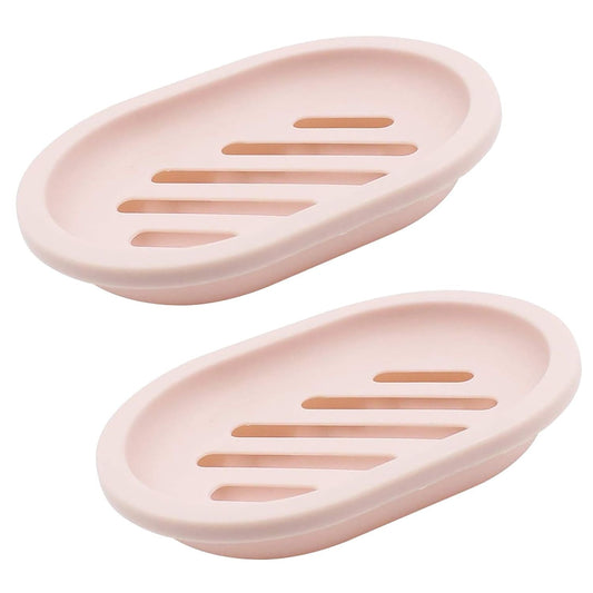 2 Pack Soap Dish with Drain, Plastic Soap Dish Container, Soap Tray for Bathroom Shower Kitchen, Keep Soap Dry & Easy to Clean (Pink) EasyOptionXY LLC