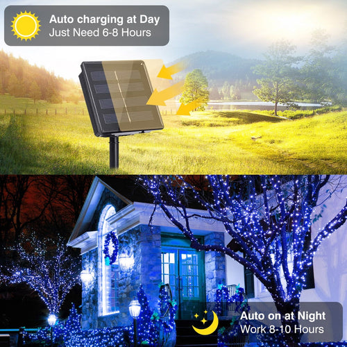 72 FT 200 LED Solar String Lights, Outdoor Solar Christmas Lights, Waterproof Solar Fairy Lights for Garden, Fence, Party Decorations, Blue EasyOptionXY LLC