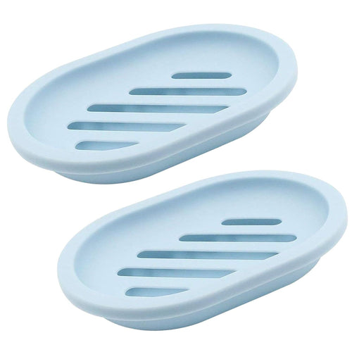 2 Pack Soap Dish with Drain, Plastic Soap Dish Container, Soap Tray for Bathroom Shower Kitchen, Keep Soap Dry & Easy to Clean (Blue) EasyOptionXY LLC