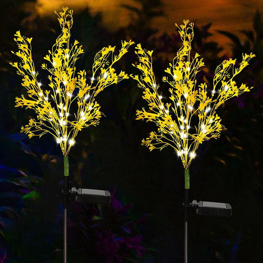 2 Pack Aritificial Canola Flowers Lights, Outdoor Solar Garden Lights Waterproof Decorative LED Solar Flower Lights for Patio Garden Yard Lawn EasyOptionXY LLC