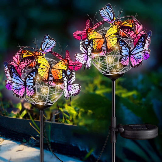 Outdoor Solar Butterfly Lights, Waterproof Solar Garden Stake Lights with 18 Butterflies Decor for Patio Yard Pathway Decoration, 2 Pack EasyOptionXY LLC