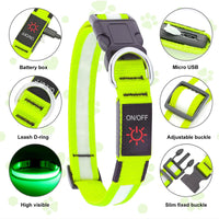 LED Dog Collar, USB Rechargeable Light Up Dog Collar, Adjustable Safety Glowing Collar for Dogs (Green, S Size) EasyOptionXY LLC
