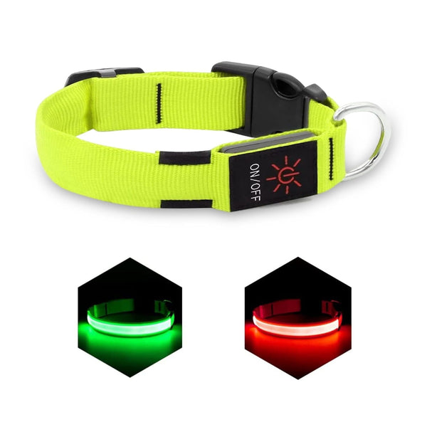 LED Dog Collar, USB Rechargeable Light Up Dog Collar, Adjustable Safety Glowing Collar for Dogs (Green, Medium) EasyOptionXY LLC