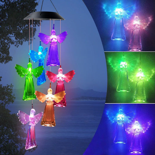 Solar Angel Wind Chimes, Outdoor Color Changing LED Solar Powered Wind Chimes Garden Patio Yard Decoration, Gifts for Mom Grandma EasyOptionXY LLC