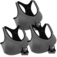 3 Pack Racerback Sports Bras for Women, Seamless High Impact Bra with Pad for Yoga Gym Workout Fitness, XL Size (Gray) EasyOptionXY LLC