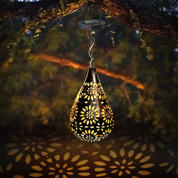 Hanging Solar Lantern Lights, Boho Decorative LED Garden Lights, Waterproof Solar Metal Lamp for Outdoor Patio Lawn Decor EasyOptionXY LLC