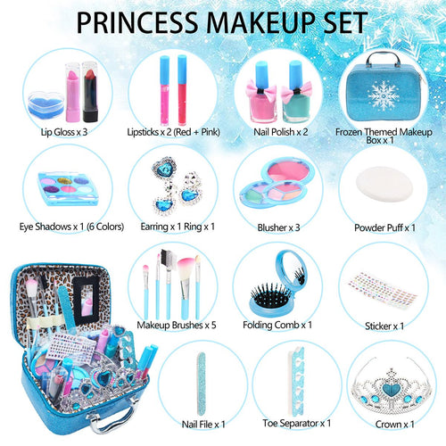 Kids Makeup Kit for Girls, 25 Pcs Washable Makeup Kit, Frozen Makeup Toy Christmas Birthday Gift for 4 5 6 7 8 Years Old Little Girls EasyOptionXY LLC