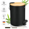 Exitoso? Bathroom Trash Can with Lid - Quiet Soft Close, Bamboo Lid, 0.8 gal (Black) EasyOptionXY LLC