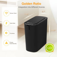 2 Pack 3.2 Gallon Automatic Touchless Garbage Can, Small Motion Sensor Smart Trash Can, Slim Waterproof Trash Bin for Bedroom, Bathroom, kitchen, Office, Living Room, Black EasyOptionXY LLC