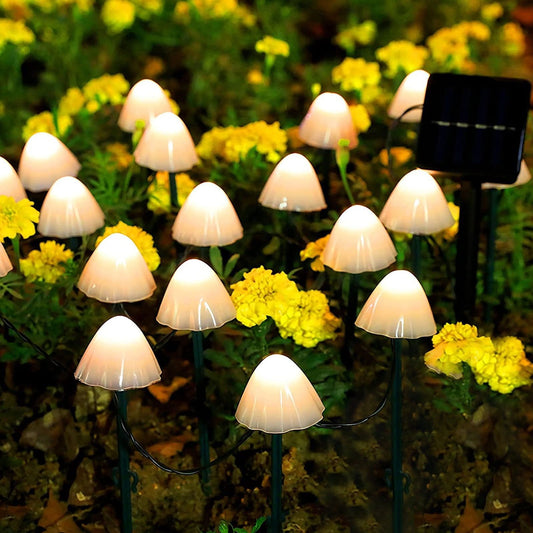 Solar Mushroom Lights, 24FT 12 LED Solar String Lights Outdoor, Waterproof Solar Mushroom Lamp for Yard Patio Decor (Warm White) EasyOptionXY LLC