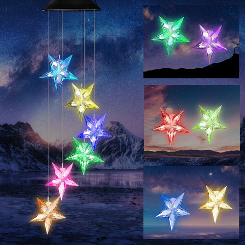 Solar Star Wind Chime, Outdoor LED Star Wind Chimes Yard Decor, Gardening Wind Bell Light Gifts for Women Garden Home EasyOptionXY LLC