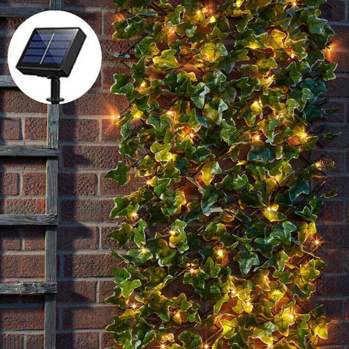 Solar Ivy String Light, 10M 100 LED Artificial Maple Leaf String Lights Waterproof Fairy Night Lights for Outdoor Wedding Party Garden Decor EasyOptionXY LLC