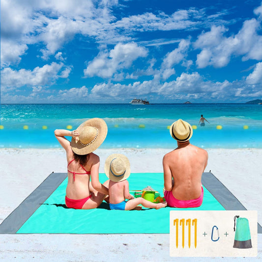 Beach Blanket, 83" x 78" Waterproof Sand Free Beach Mat for 4-7 Persons, Outdoor Picnic Blanket for Travel, Camping, Hiking (Green) EasyOptionXY LLC