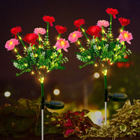 Solar Snow Lotus Flower Light, 2 Pack Solar Garden Light Outdoor, Waterproof Decorative LED Landscape Lights for Yard Patio Decor, Red EasyOptionXY LLC