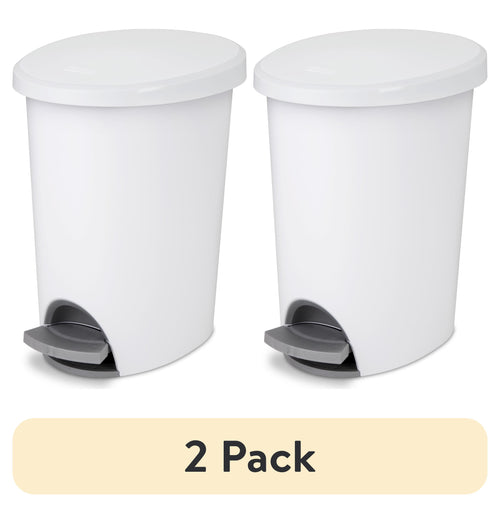 (2 pack) Sterilite 2.6 Gallon Trash Can, Ultra Step On Bathroom Trash Can, White EasyOptionXY LLC