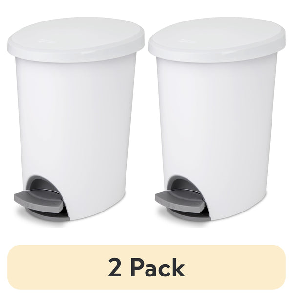 (2 pack) Sterilite 2.6 Gallon Trash Can, Ultra Step On Bathroom Trash Can, White EasyOptionXY LLC