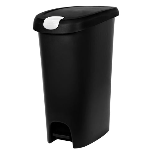 Hefty 12 Gallon Trash Can, Plastic Slim Lockable StepOn Kitchen Trash Can, Black EasyOptionXY LLC