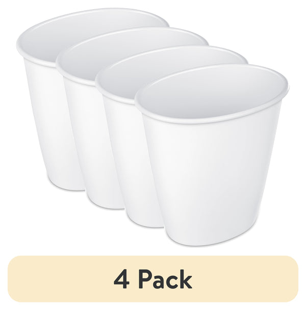 (4 pack) Sterilite 1.5 Gallon Oval Vanity Trash Can, Plastic, Bathroom, White EasyOptionXY LLC