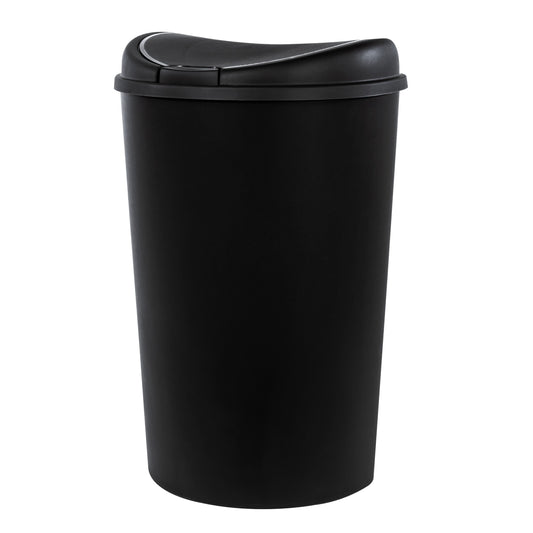 Hefty 12.8 Gallon Trash Can, Plastic Semi Round Touch Top Kitchen Trash Can, Black EasyOptionXY LLC