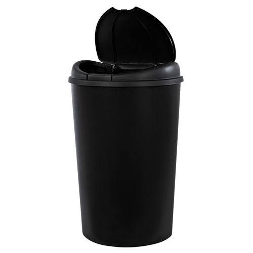 Hefty 12.8 Gallon Trash Can, Plastic Semi Round Touch Top Kitchen Trash Can, Black EasyOptionXY LLC