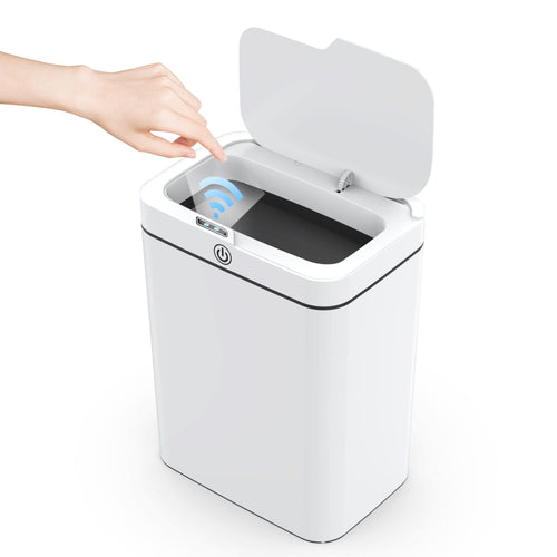 Small Bathroom Trash Cans with Lid, 3.95 Gallon Touchless Trash Bin, Automatic Trash Cans Touchless, Slim Waterproof Smart Trash Can for Bedroom, Bathroom, Office, Living Room, Toilet, RV EasyOptionXY LLC