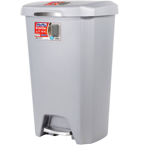 Hefty 12.1 Gallon Trash Can, Plastic Soft Close Step On Kitchen Trash Can, Gray EasyOptionXY LLC