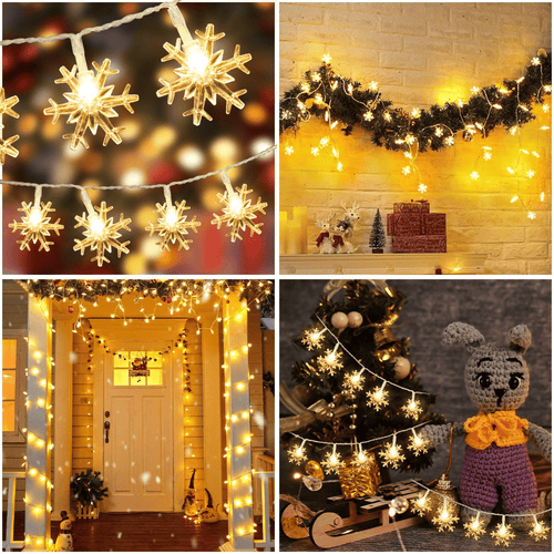 Syenll Christmas Snowflake Lights, 19.7ft 40 LED Fairy String Lights, Decorative Hanging Lights for Patio Party Wall Decor, Warm White EasyOptionXY LLC