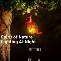 Outdoor Cardinal Wind Chime, Solar Wind Chimes Red Bird Decor with Metal Tubes & Crackle Glass, Garden Decor Memorial Gift for Women Grandma Wife Lover EasyOptionXY LLC