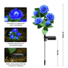 4 Pack Solar Solar Rose Flower Lights, Outdoor Solar Garden Stake Lights, Waterproof LED Solar Landscape Lights with 5 Rose Flowers for Pathway Patio Yard Decorations, Blue EasyOptionXY LLC