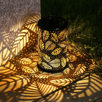 Solar Latern Lights Outdoor, Decorative Hanging Lights Metal Leaf Pattern Light for Pathway Patio Yard Walkway, Warm White EasyOptionXY LLC