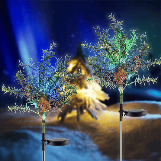 Outdoor Solar Flickering Tree Lights, Multi-Color Changing Solar Garden Lights LED Stake Christmas Tree Lights Flower for Garden, Patio, Yard and Decoration (2 Pack) EasyOptionXY LLC
