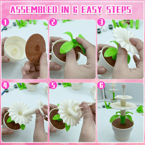 3 Pack Artificial Potted Flowers, Realistic Flower Pots with Paint Set, DIY Flower Craft Kit for Kids Gift Home Office Decoration Desktop Decor (31 Pcs) EasyOptionXY LLC