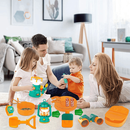 Kids Camping Set, 19 Pcs Kids Play Tent with Stove and Oil Lamp, Outdoor Toys Pretend Camping Tool Set for Boys and Girls EasyOptionXY LLC