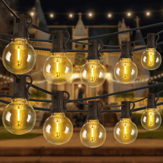 G40 LED Globe String Lights, 25 FT Outdoor Patio Light with 25+2 LED Bulbs, Waterproof Hanging Lights for Backyard Porch Deck Party Decor, 2200K, Black EasyOptionXY LLC
