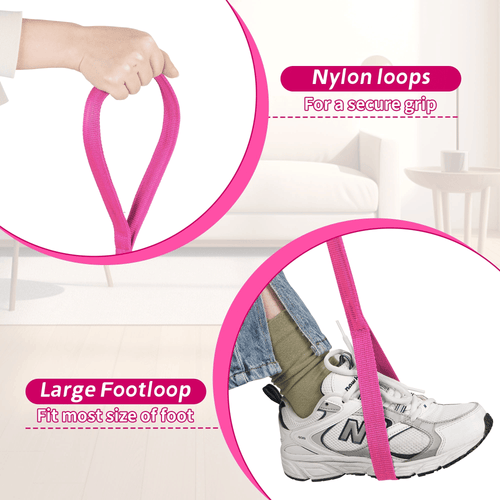 KEKOY Leg Lifter for Hip Replacement, 40.5" Long Rigid Foot Loop, Durable & Rigid Hand Strap & Foot Loop, Ideal Mobility Tool for Wheelchair, Hip & Knee Replacement, Bed/Car, Pink EasyOptionXY LLC