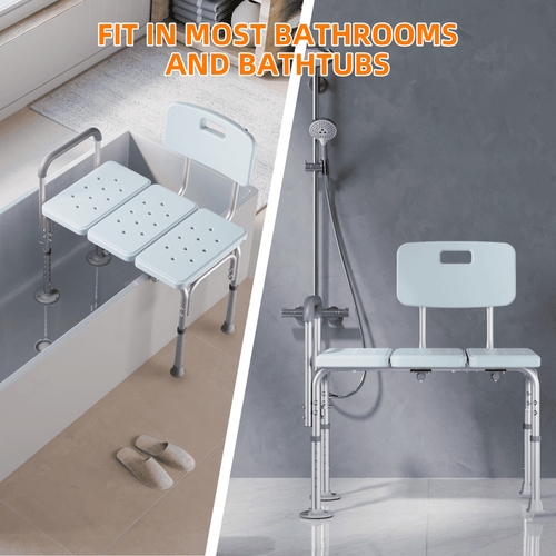 KEKOY Shower Transfer Bench for Bathtub 500LBs, FSA/HSA Eligible Tub Shower Chair Seat, Height Adjustable Shower Stool for Elderly, Disabled, Blue EasyOptionXY LLC