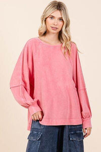 Mittoshop Mineral Wash Raglan Long Sleeve Oversized Top