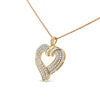 14K Yellow Gold Plated .925 Sterling Silver 1.00 Cttw Baguette Diamond Composite Open Heart 18" Inch Pendant Necklace (I-J Color, I1-I2 Clarity)