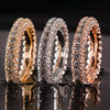 18K Gold and Italian Cut Crystal 3 Row Eternity Ring