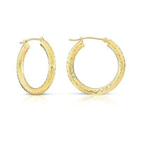 18K Gold Classic 30MM Diamond Cut Hoop Earrings